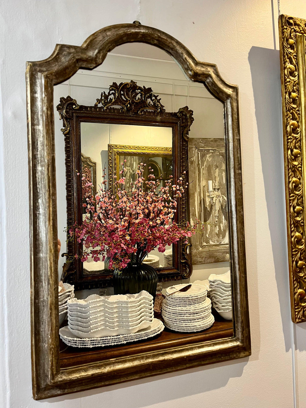 Mirror Silver Italian 19thC H85