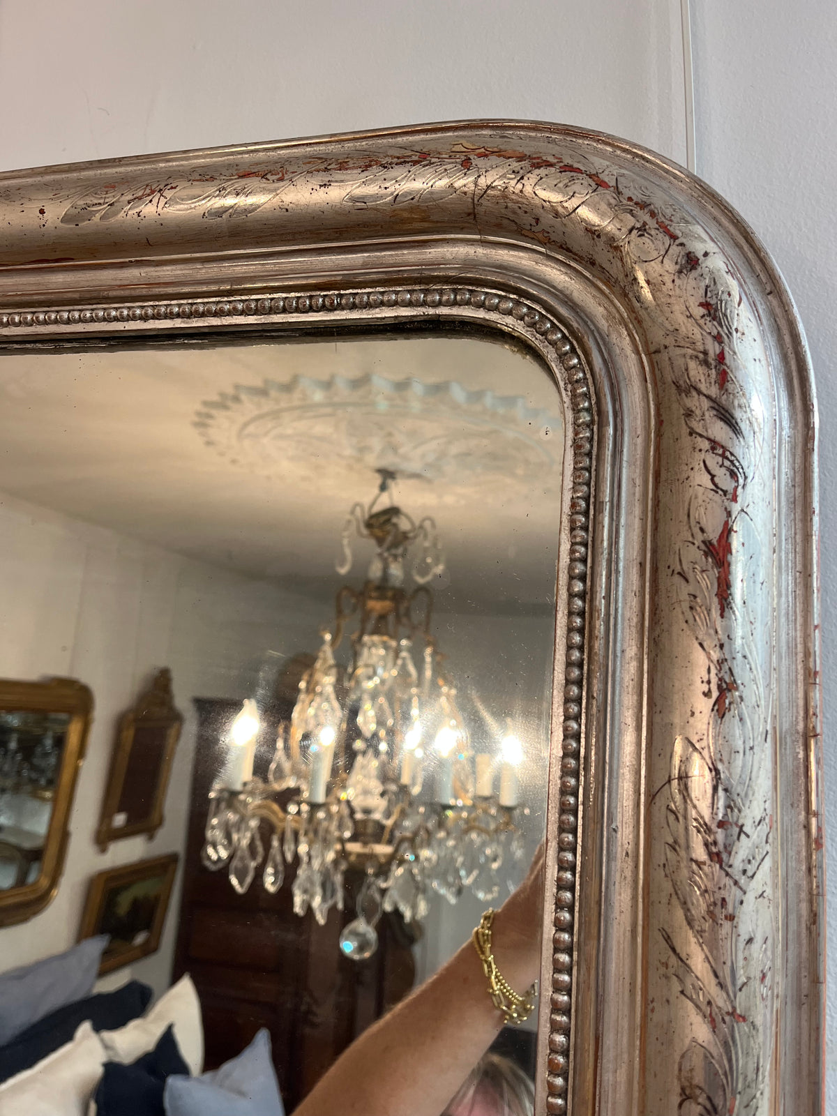 French Silver antique mirror H123 W74