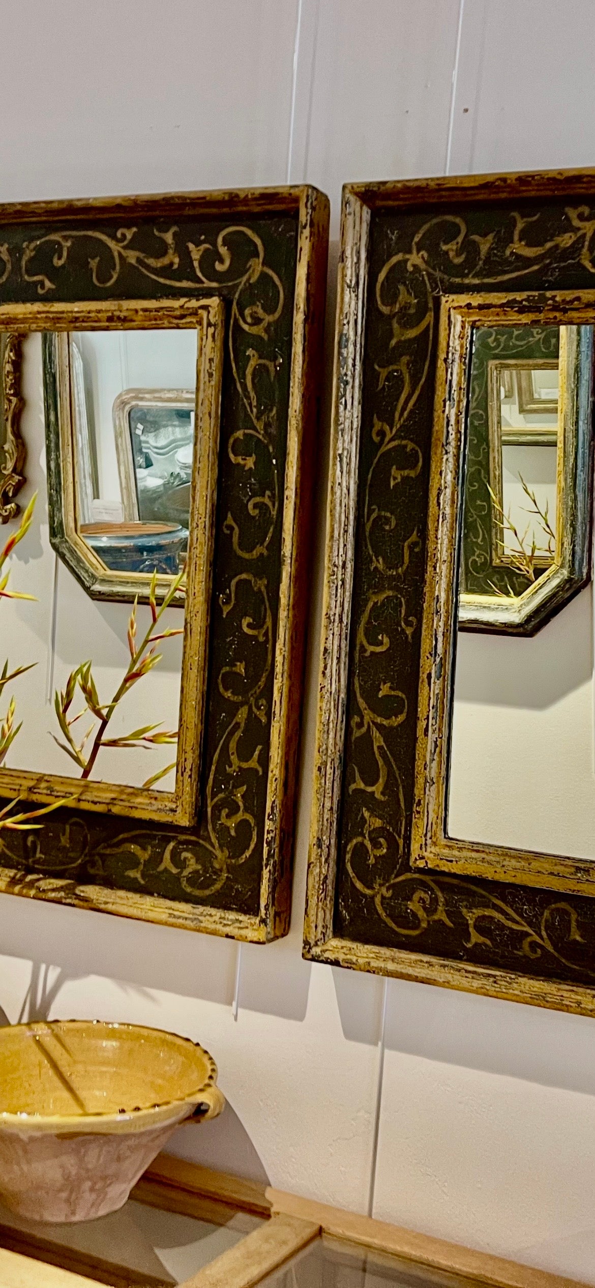 Italian hand painted mirrors pair W89