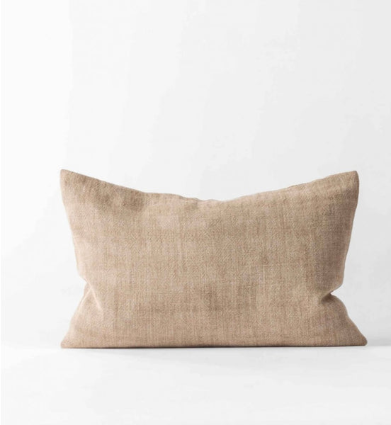 Linen cushion rectangle mustard