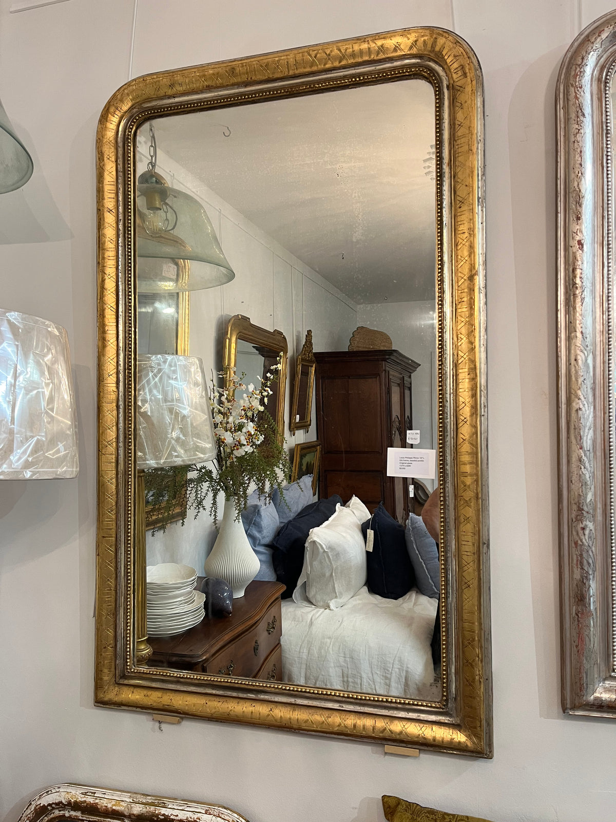✅French Louis Phillipe mirror with Silver & gold H137 W84