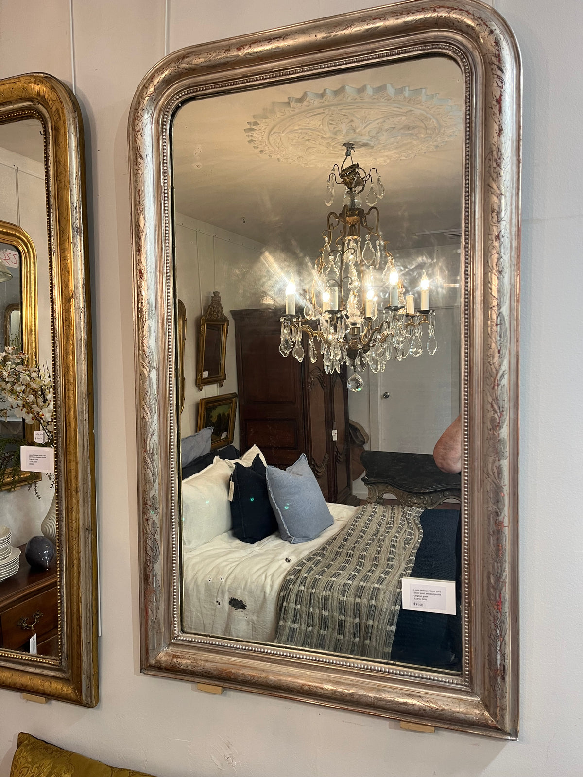 French Silver antique mirror H123 W74