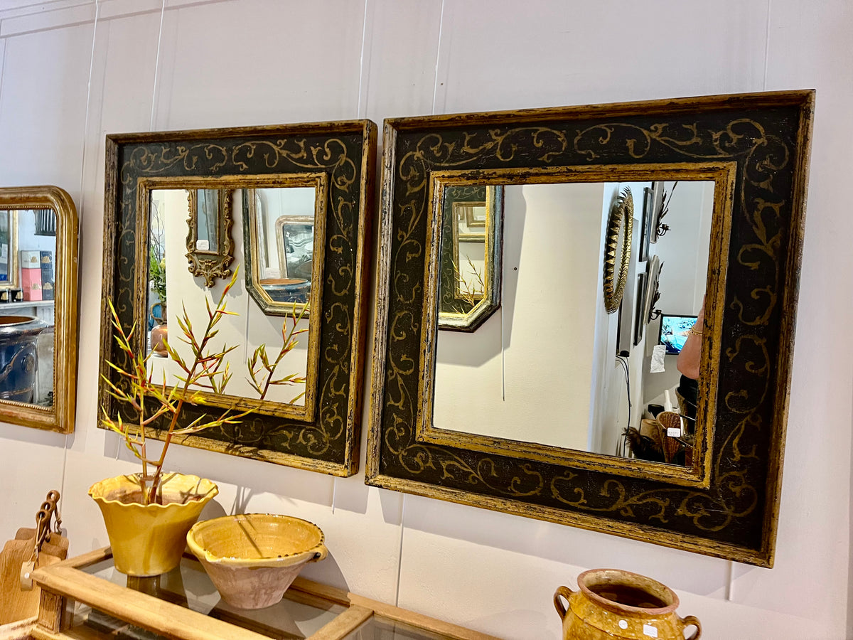 Italian hand painted mirrors pair W89