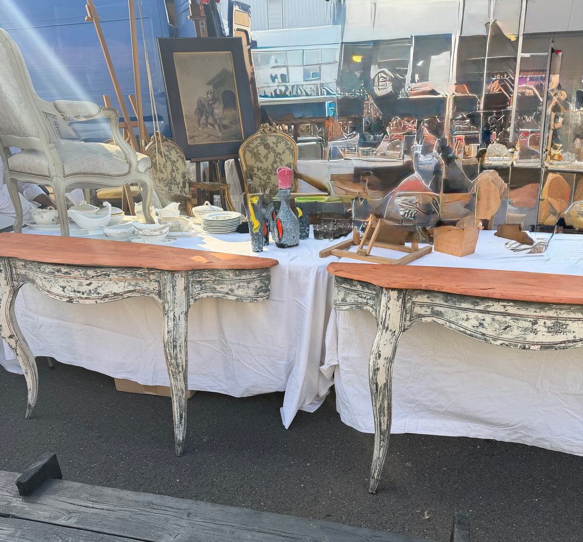 Demi lune table pair