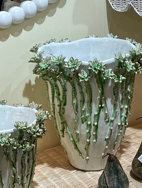 Vase ceramic daisy green Large