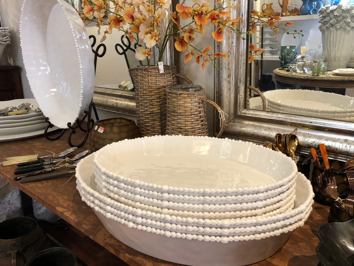 Melamine beaded oval bowl L51