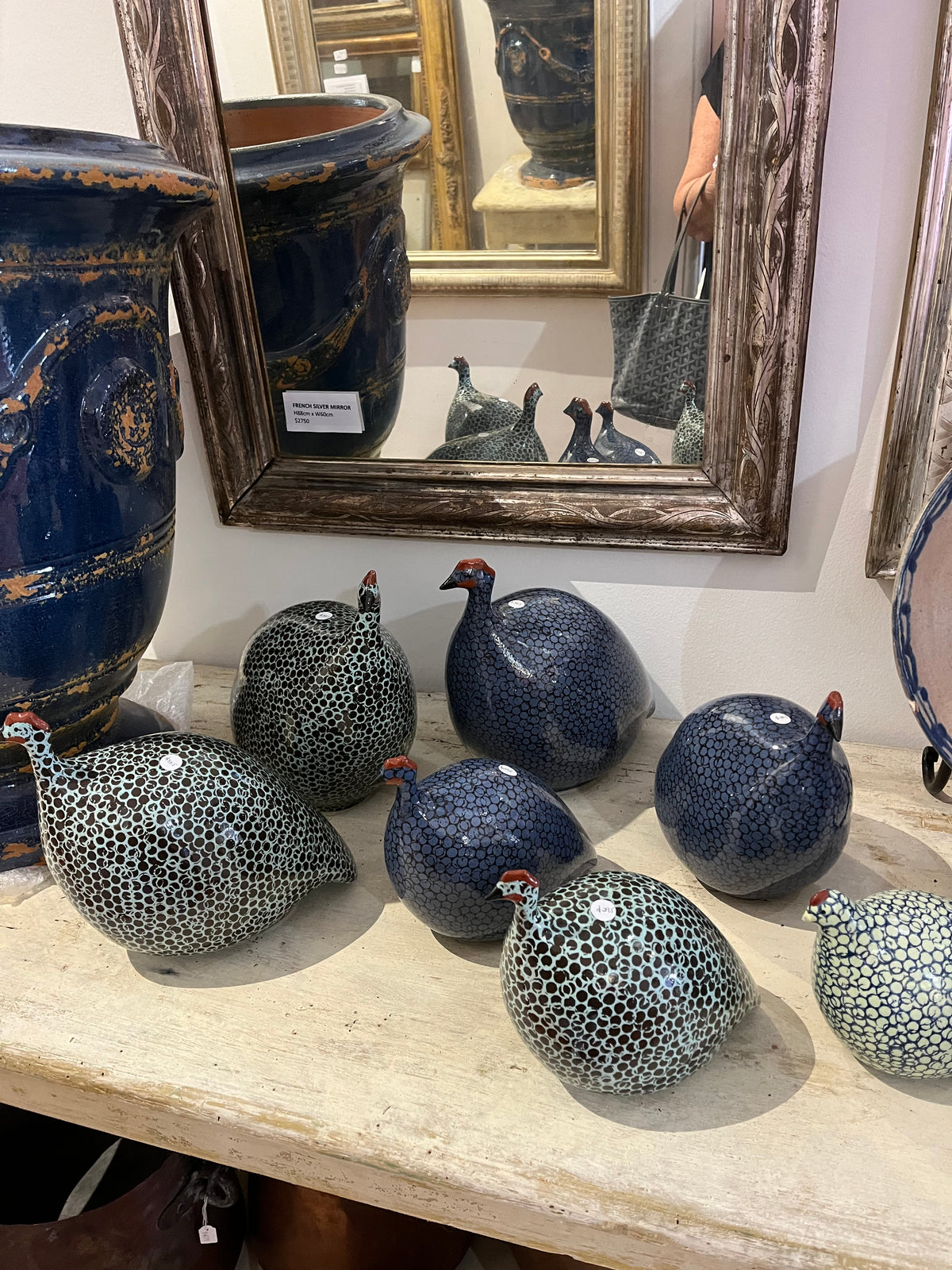 Ceramic Guinea Fowl Navy & Black