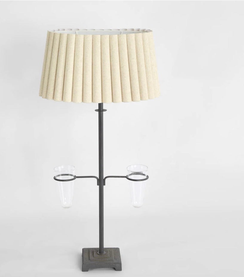 Lamp metal 2 cup vase-fluted shade