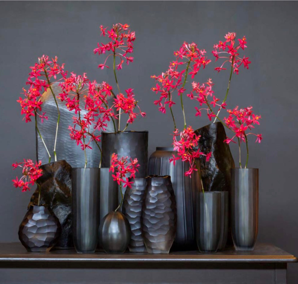 Vase Glass tall grey