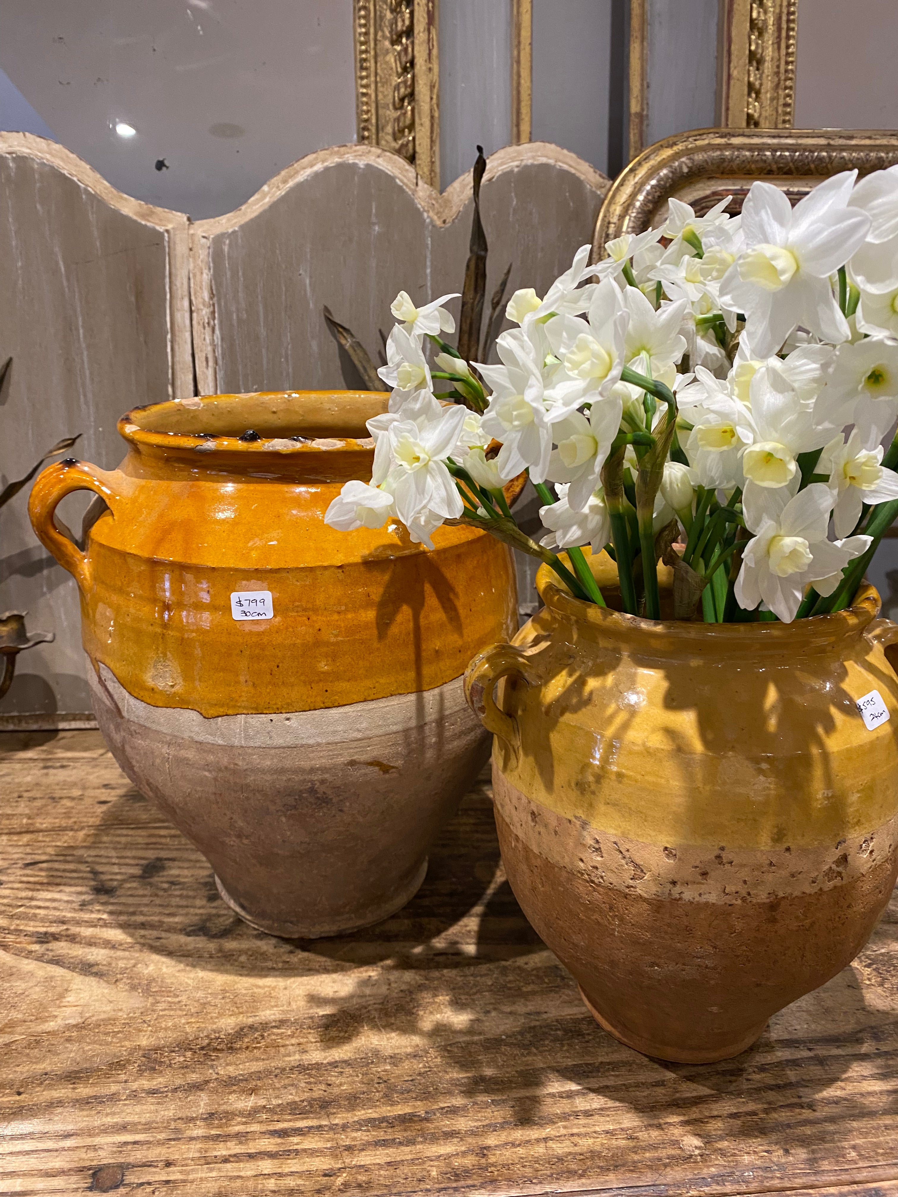 Confit pot 19thC French ochre.