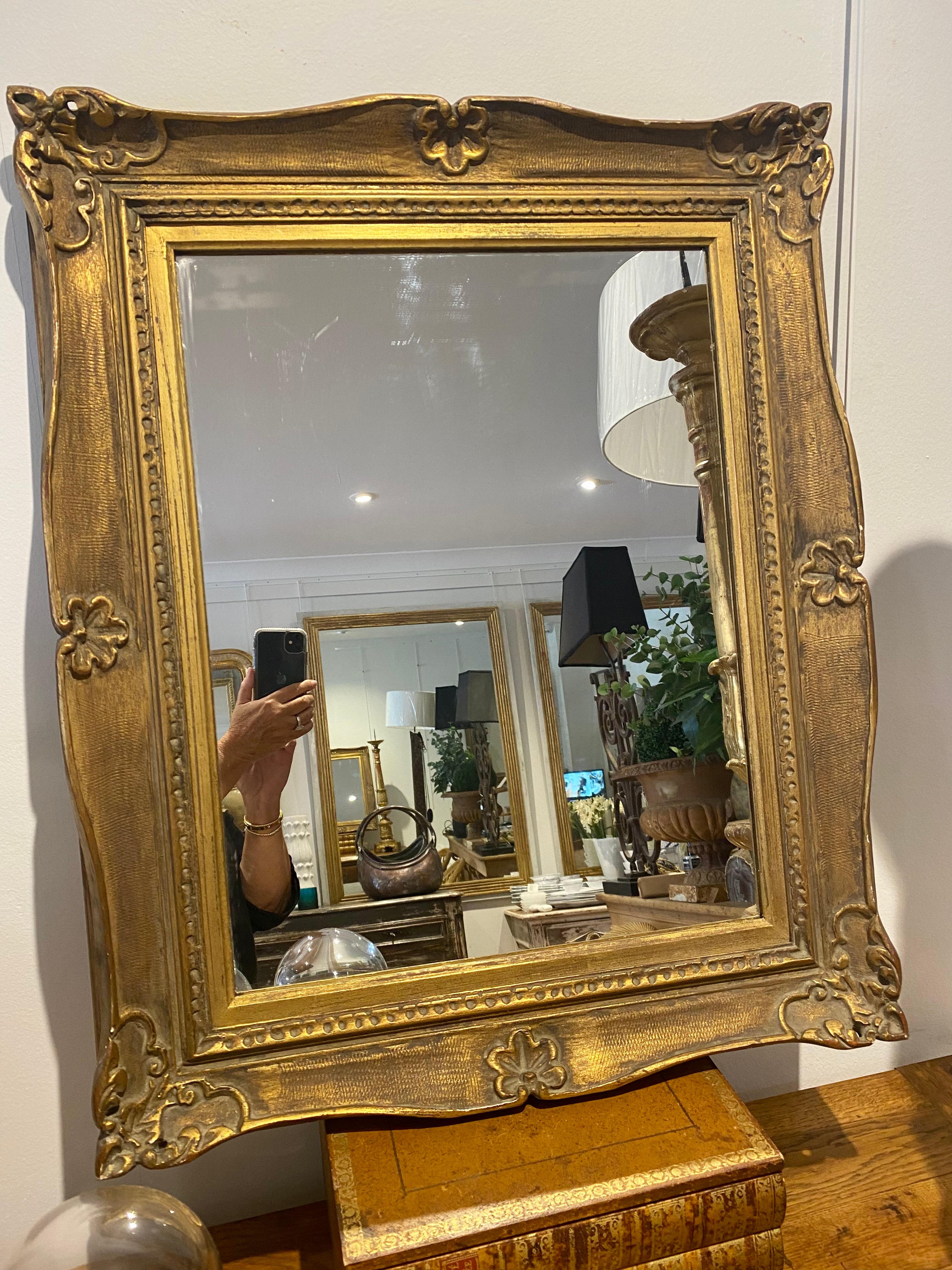 French style gilt mirror H74 W60
