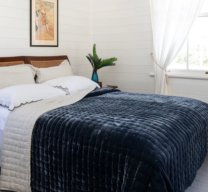 Velvet quilt blue