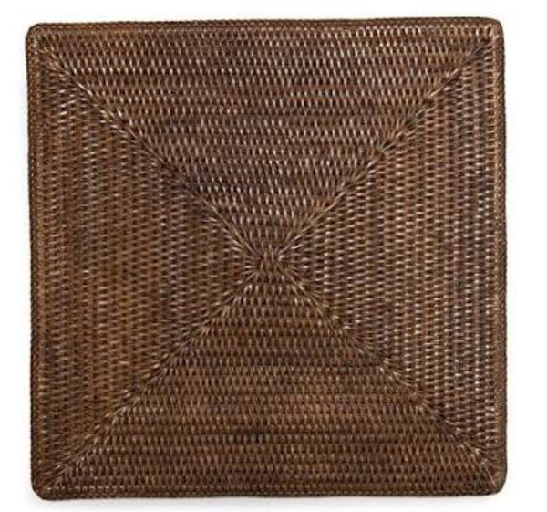 Placemat rattan square brown
