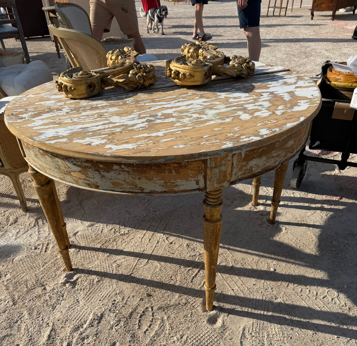 Demi lune table pair