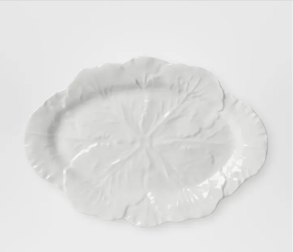 Melamine cabbage leaf oval platter