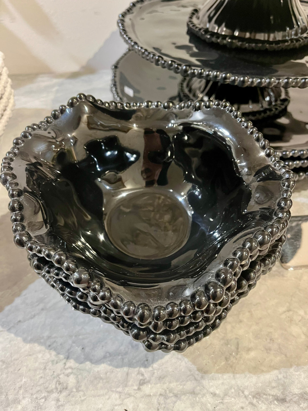 Melamine beaded black pearl bowl S (20cm)