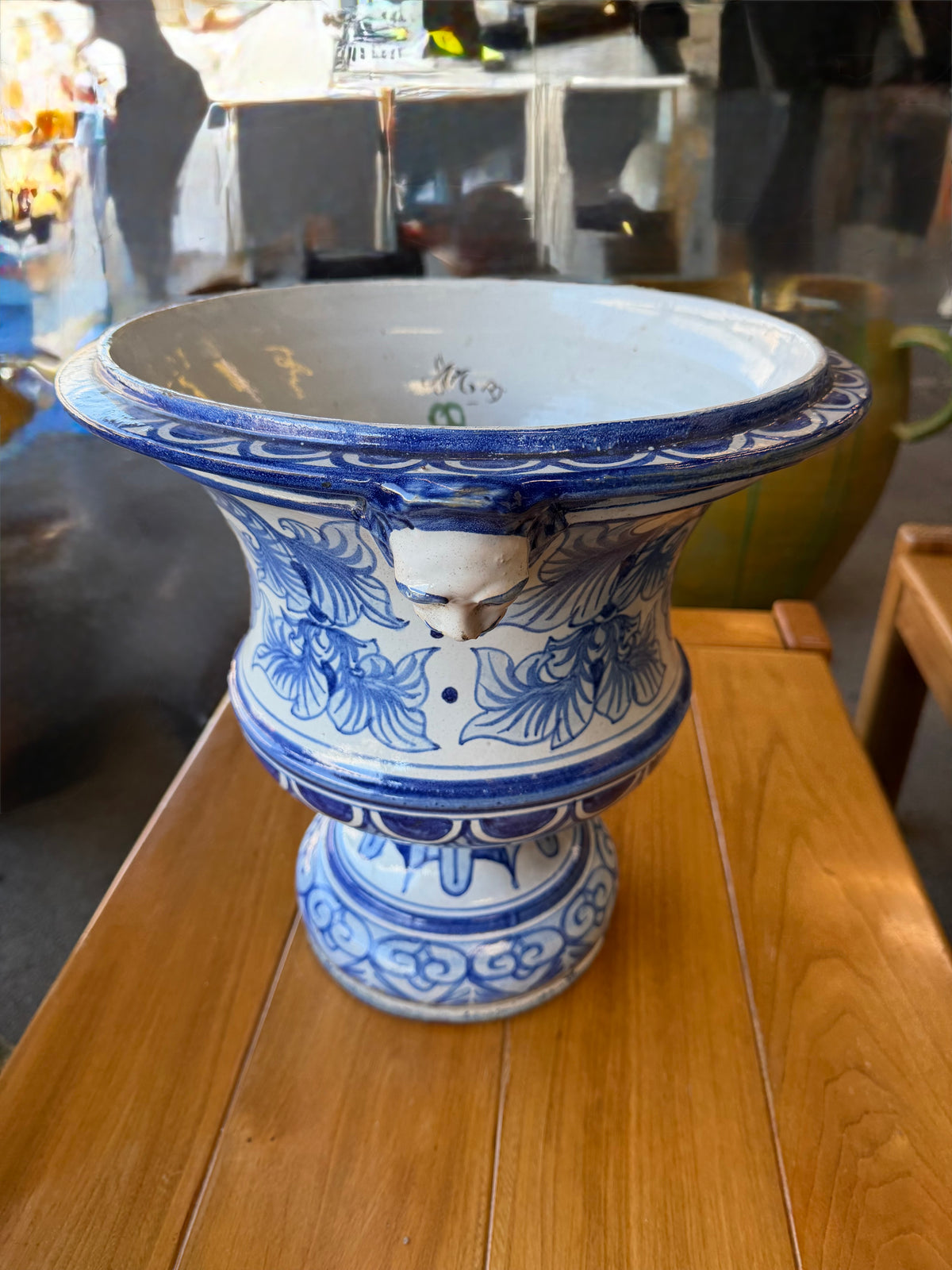 Jardiniere blue Faience earthenware