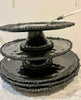 Melamine pearl beaded black cake stand