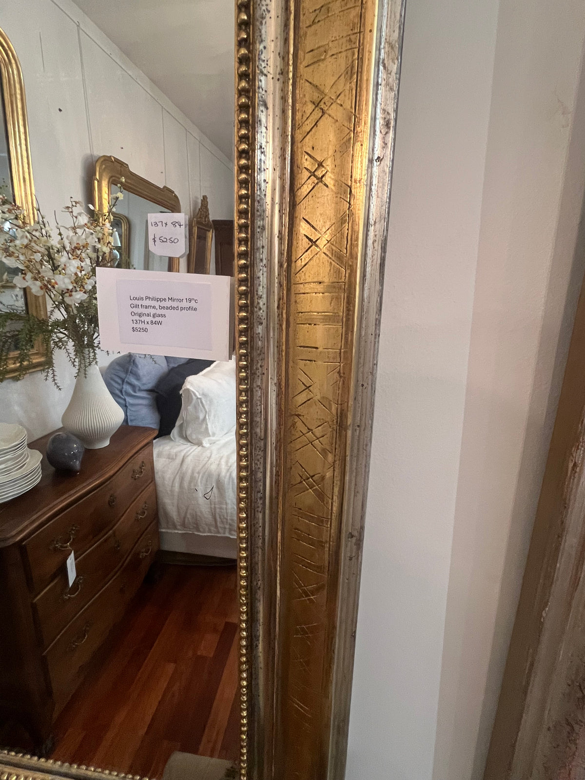 ✅French Louis Phillipe mirror with Silver & gold H137 W84