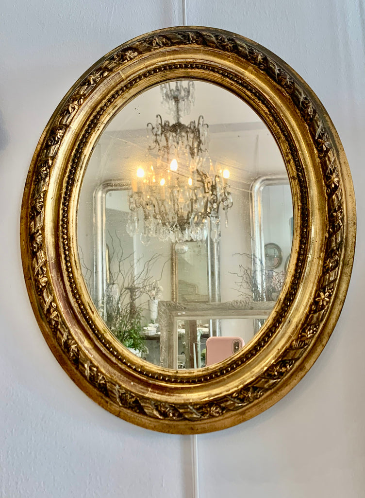 ✅French gilt oval mirror H43