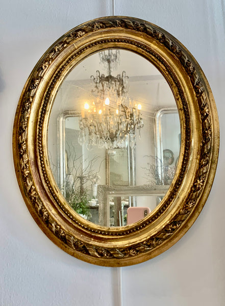 ✅French gilt oval mirror H43