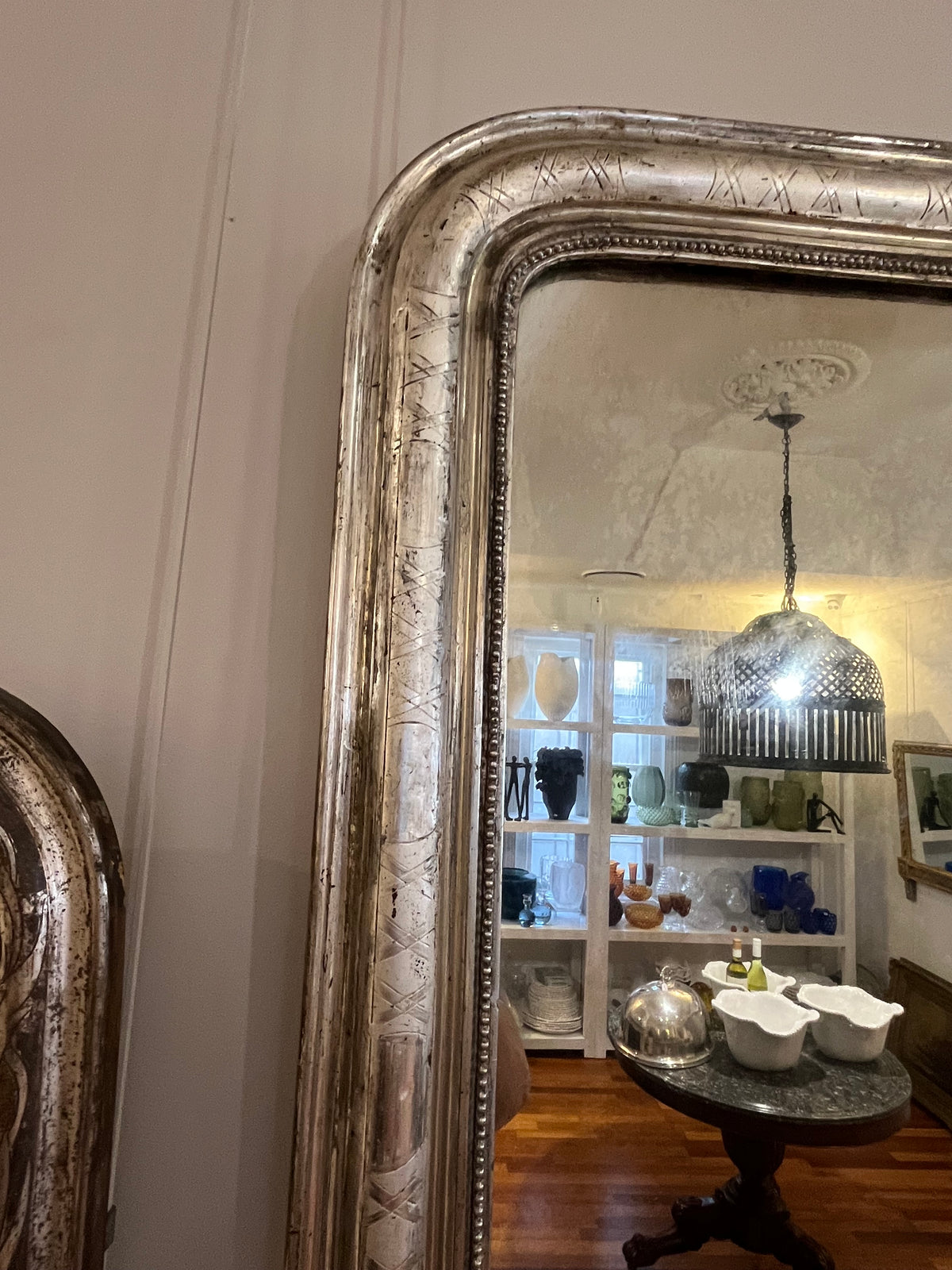 French Silver antique mirror H120 W72
