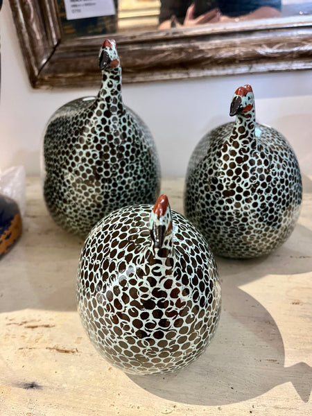 Ceramic Guinea Fowl Light blue & black