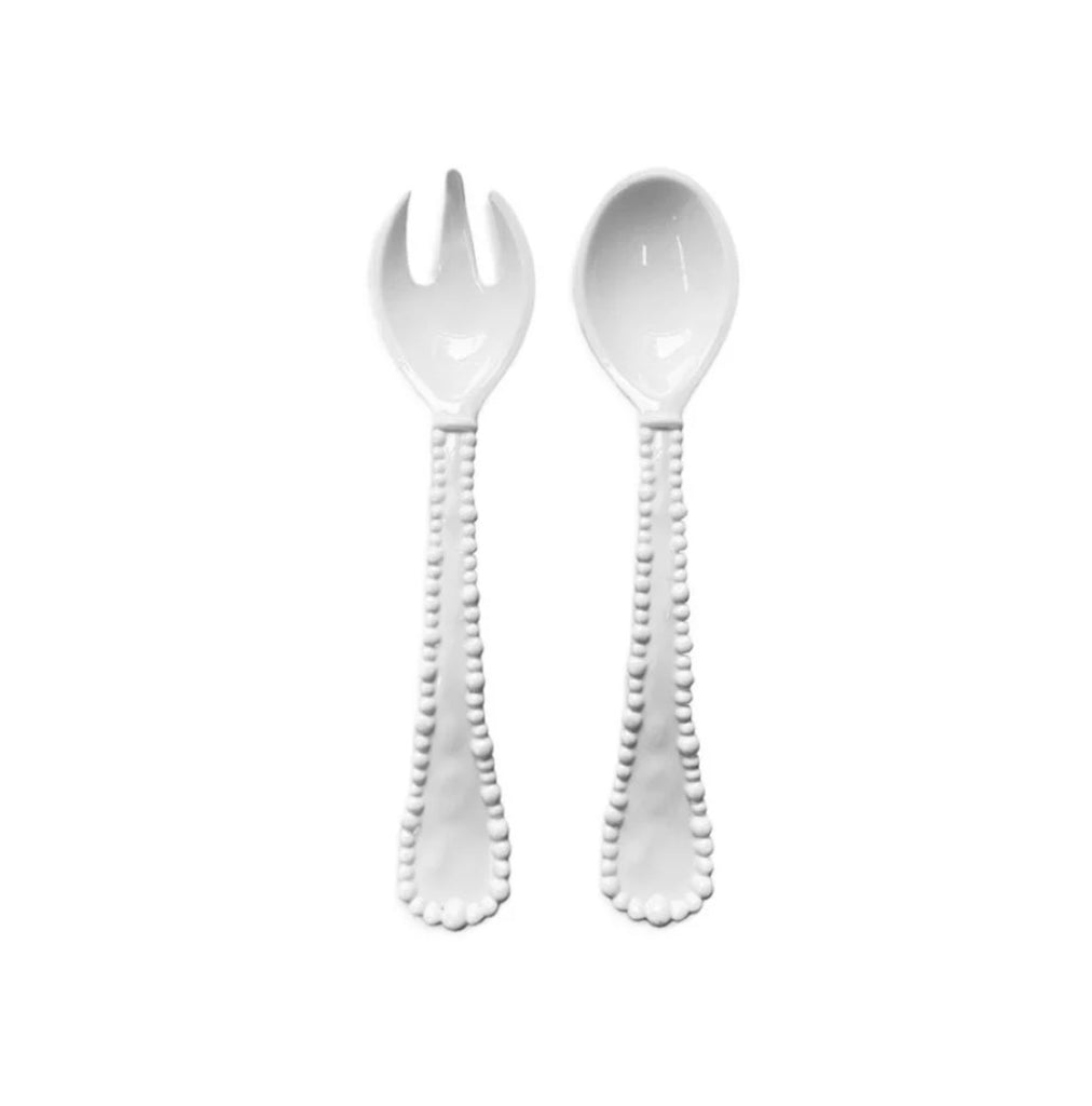 Melamine beaded salad servers white