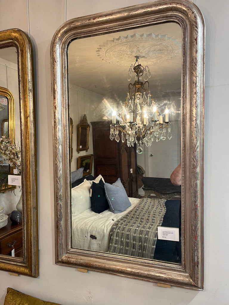 French Silver antique mirror H123 W74