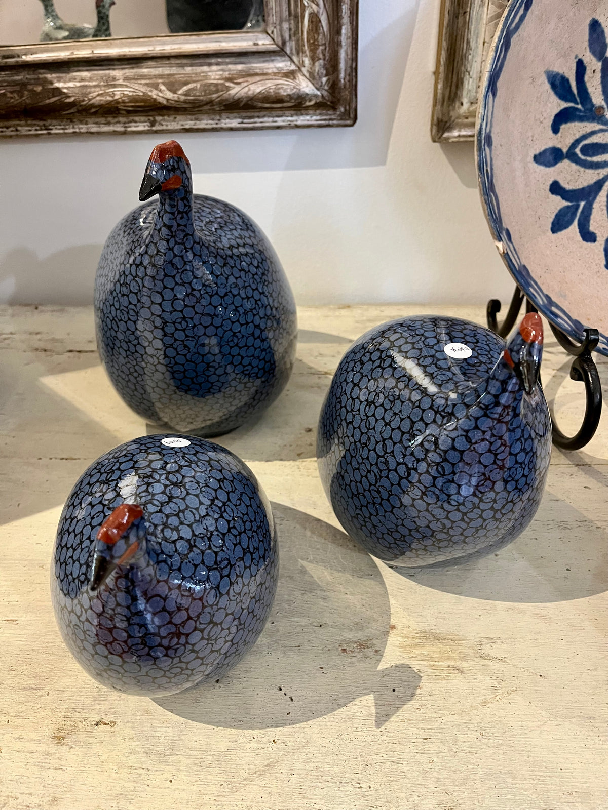 Ceramic Guinea Fowl Navy & Black