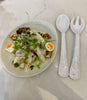 Melamine beaded salad servers white