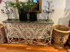 Console table wrought iron marble top