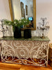 Console table wrought iron marble top