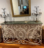 Console table wrought iron marble top