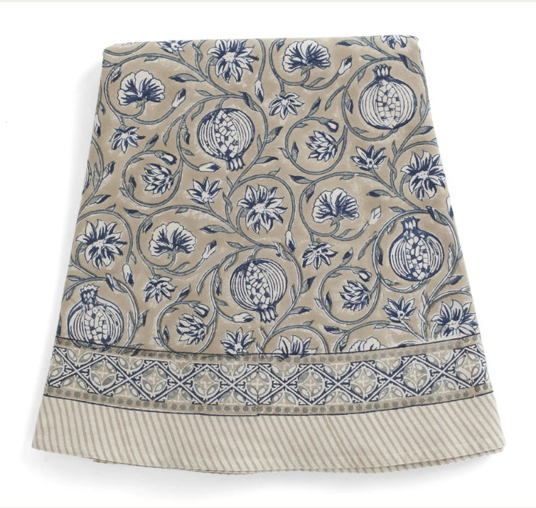 Tablecloth Round pomegranate beige/blue 220cm