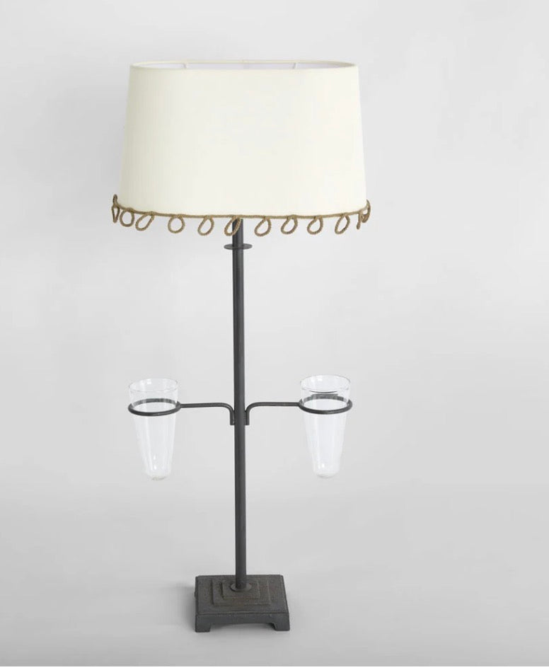 Lamp metal 2 cup vase loop shade