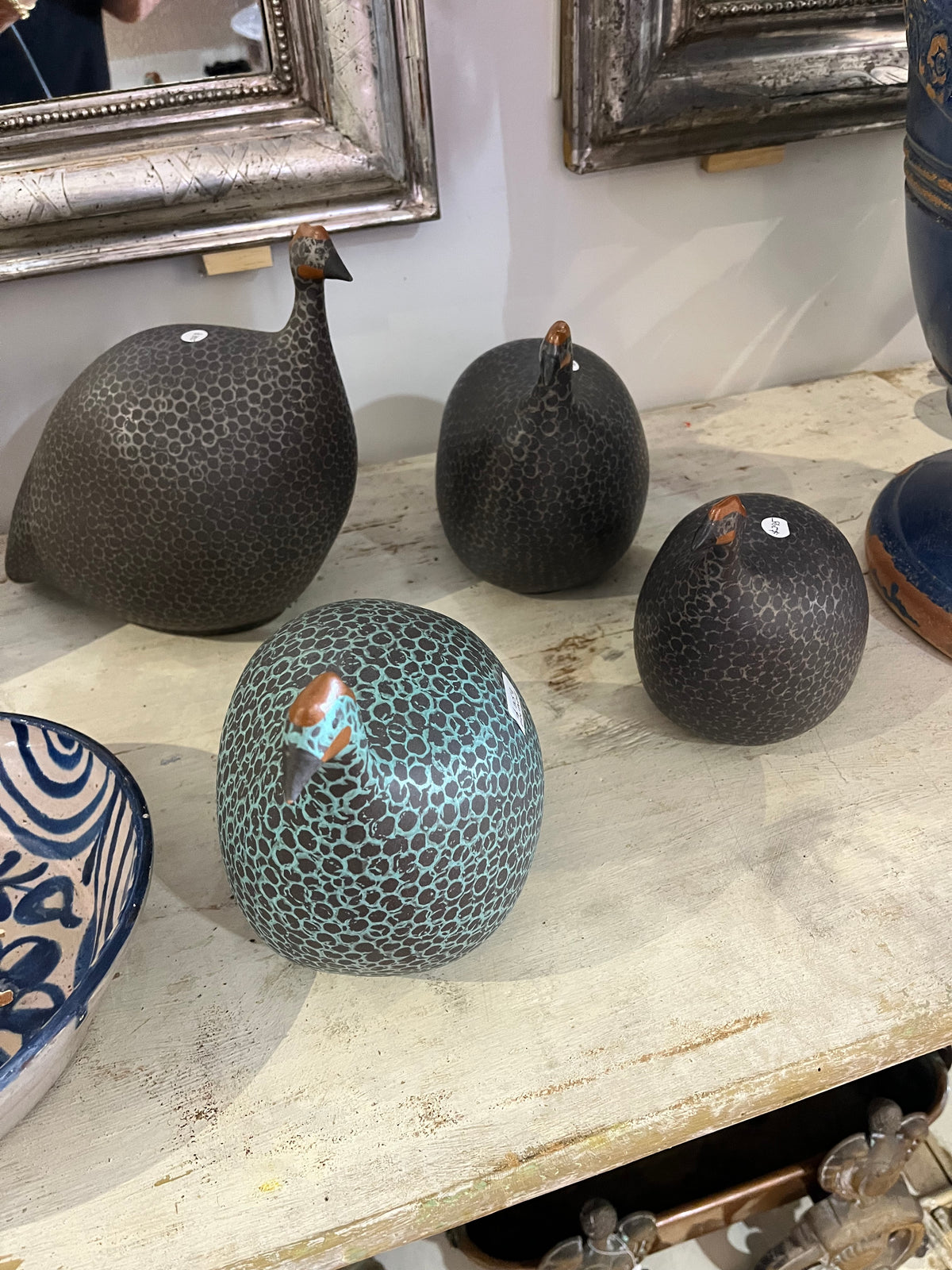 Ceramic Guinea Fowl Matt grey Silver