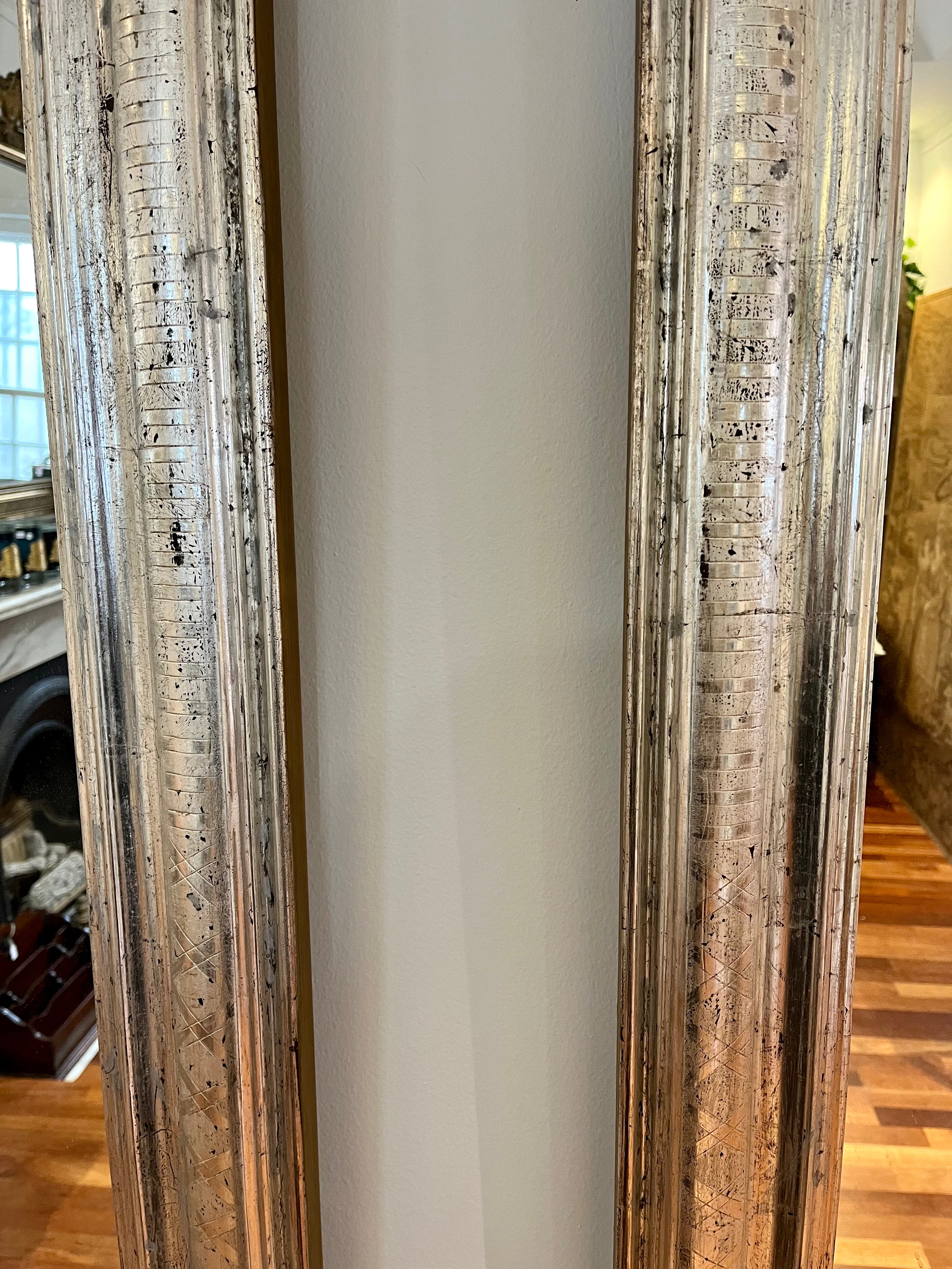 French Silver Louis Phillipe mirror pair H176 W110