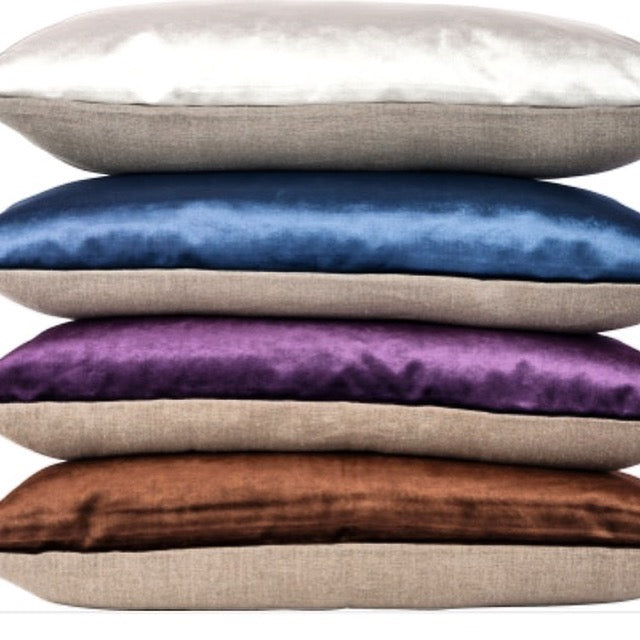 Velvet and Linen french square cushion