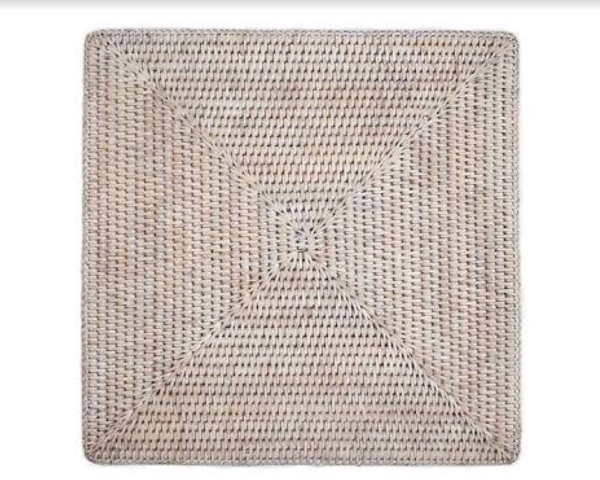 Placemat rattan square whitewash