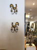 Wall sconce brass rooster pair