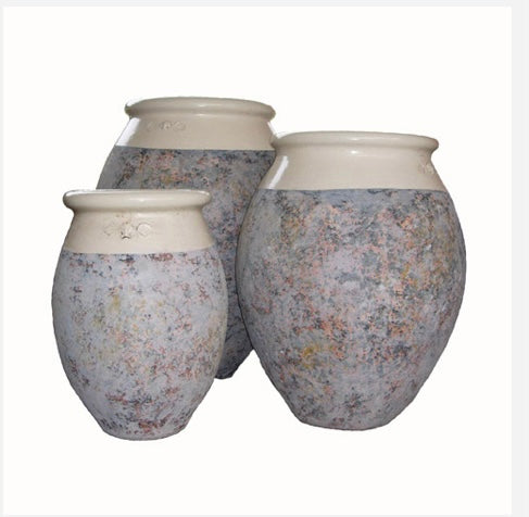 Biot pot/olive ivory stone patina H90