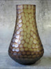 Vase carved glass amber  H39
