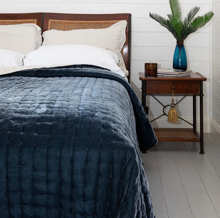 Velvet quilt blue