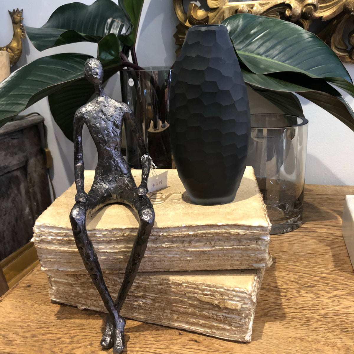 Vase Glass tall grey