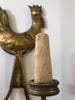 Wall sconce brass rooster pair