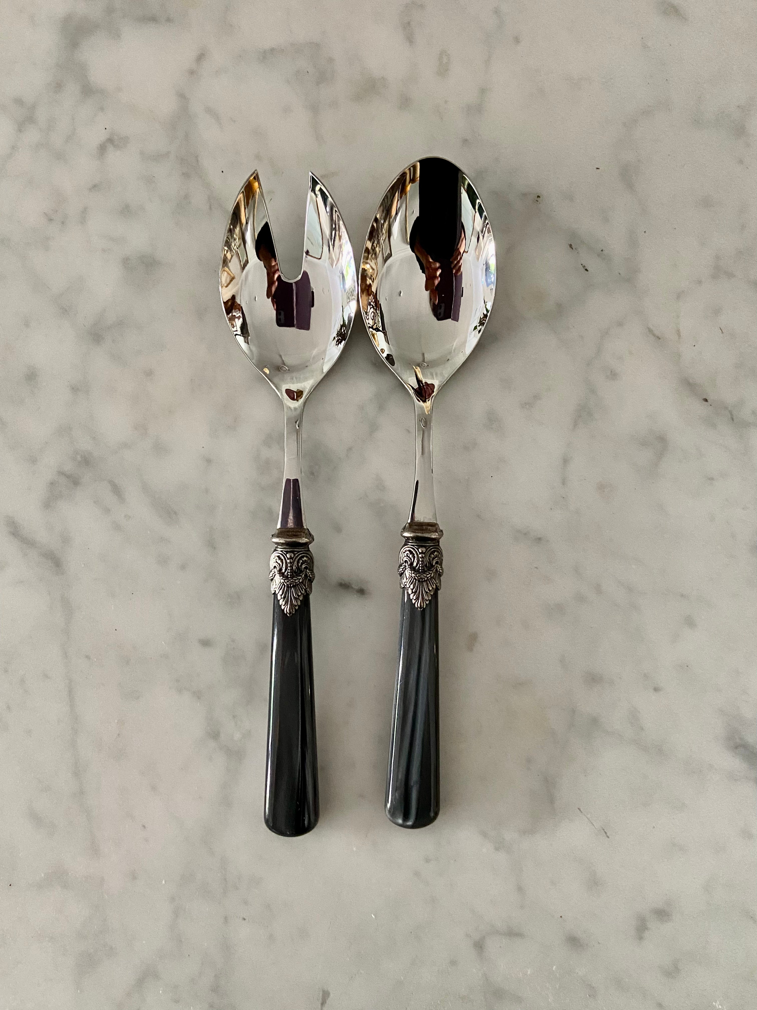 Italian Salad Servers - Naples Charcoal