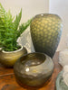 Vase carved glass amber & green H34